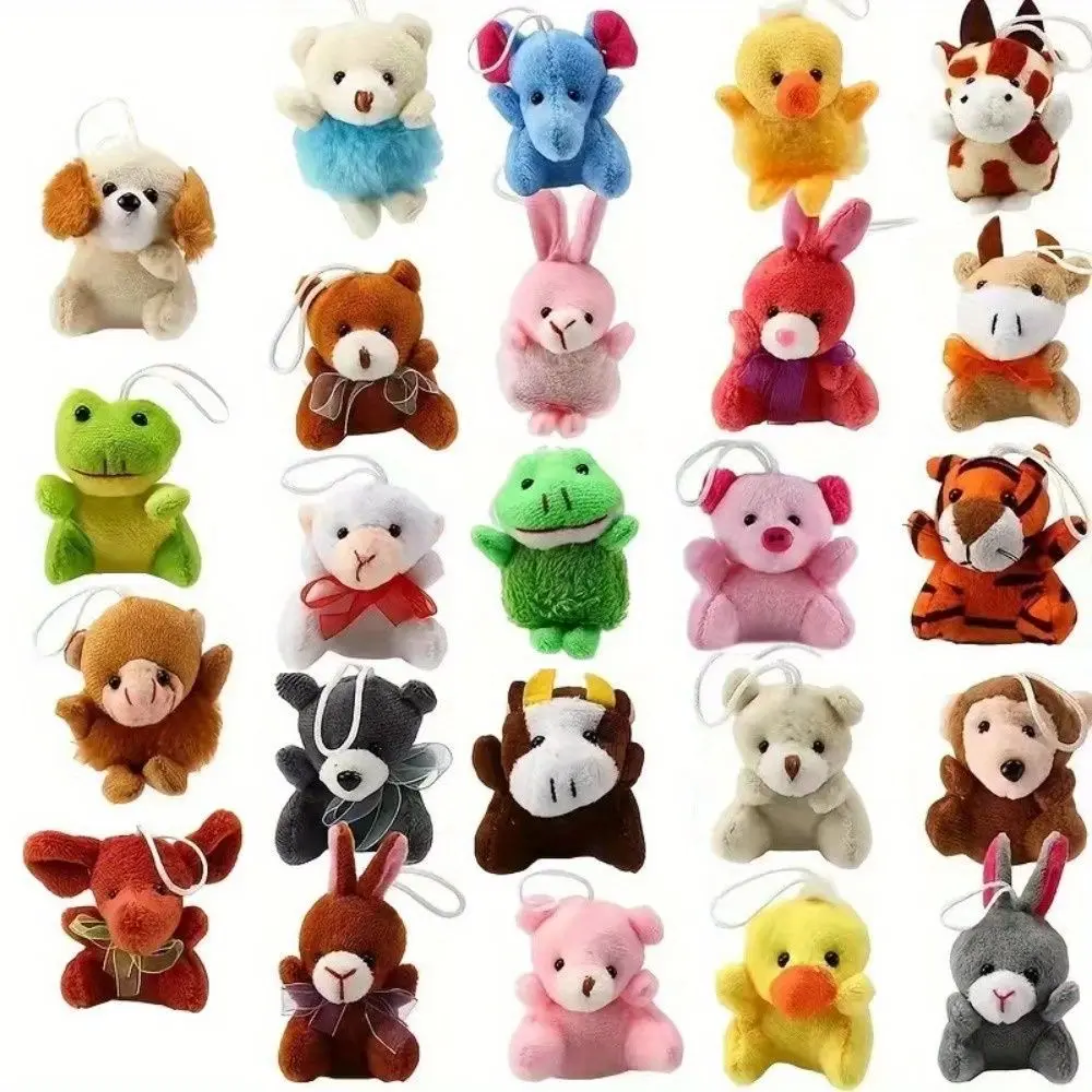 32 pcs Mini Animal Plush Toy Assortment , Animals Keychain Decoration for Kids,12 pcs Small Stuffed Animal Bulk for Kids, Carnival Prizes, School Gifts, Party Favor Goodie Bags