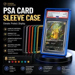 Magnetic PSA/CGC Card Sleeve Case, Aluminum Alloy Protective Case with UV-Resistant Tempered Glass Fits PSA/CGC Slab in Assorted Colors for Collectible Trading caeds or Pokémon Cards