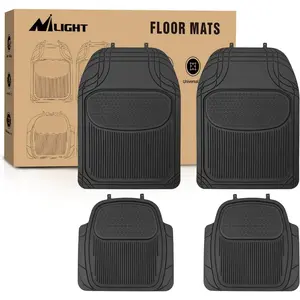 Nilight PVC Floor Mats - 4-Pack Universal Trim-Fit Truck Accessories, Car Interior Accessory, Waterproof Mats, All-Weather Protect Heavy-Duty Liners for Vehicles, Ford Tailgate Step Protector