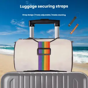 Harkapy 2-Pack Adjustable Elastic Luggage Securing Straps Heavy Duty Suitcase Bungee Strap Travel Bag Holder For Luggage Stacking Carry On Travel Accessories For Airplane Trip Business Travel Daily Use