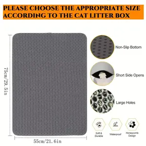 Cat Litter Mat Extra Thick 13mm (29.53x21.65 inch)- XXL Double Layer Tracking Control with Super Absorbent Grids, Non-Slip Base, Odorless & Easy Clean, Large Size Anti-Splash Pad for Multi-Cat Households