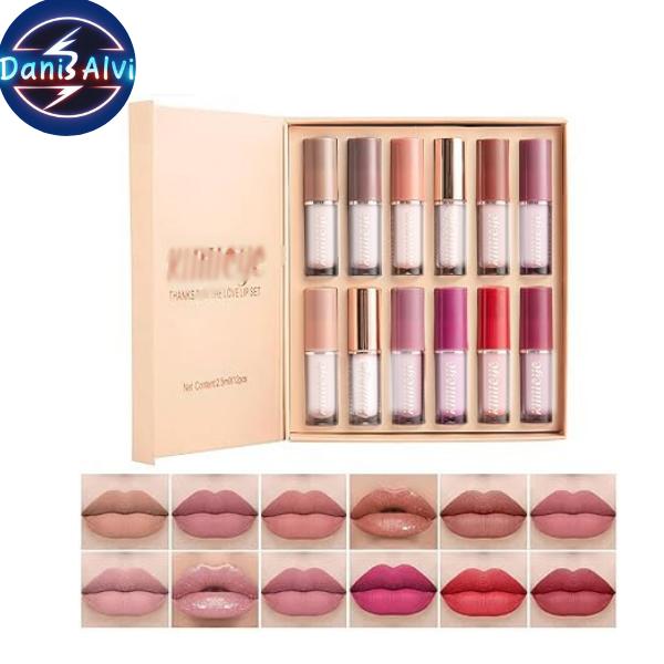 Velvet Matte Liquid Lipstick Set - 12Pcs Waterproof Long Lasting Quick-Drying Non-Stick Cup Nude Lip Stain Kit for Women - Set A - Glossy Makeup Lipgloss Cosmetic