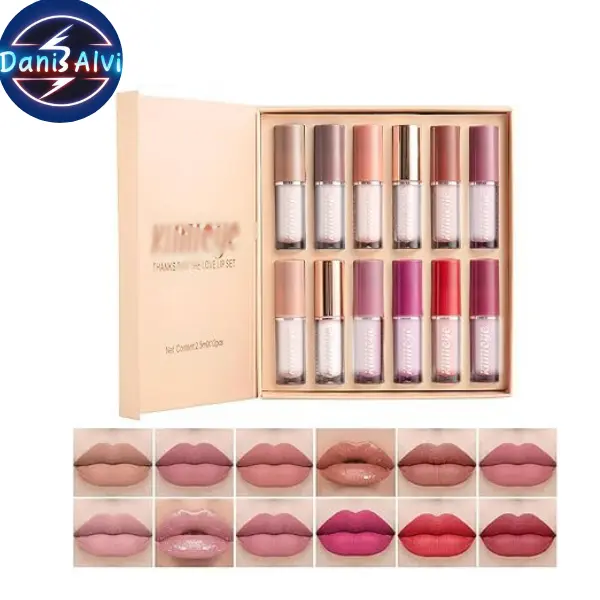 Velvet Matte Liquid Lipstick Set - 12Pcs Waterproof Long Lasting Quick-Drying Non-Stick Cup Nude Lip Stain Kit for Women - Set A - Glossy Makeup Lipgloss Cosmetic