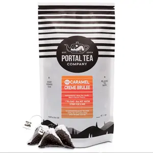 Portal Tea Company Caramel Crème Brulee Pyramid Tea Bag 50 ct #21 - 100% Plastic Free, Non-GMO, Natural Flavors, Latte Style Aroma - Beverage