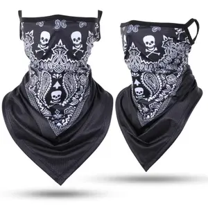 1 Count Skull Pattern Breathable Neck Gaiter – Boho Style Sports Face Mask   Suitable for Cycling Motorcycle Fishing Hiking Halloween