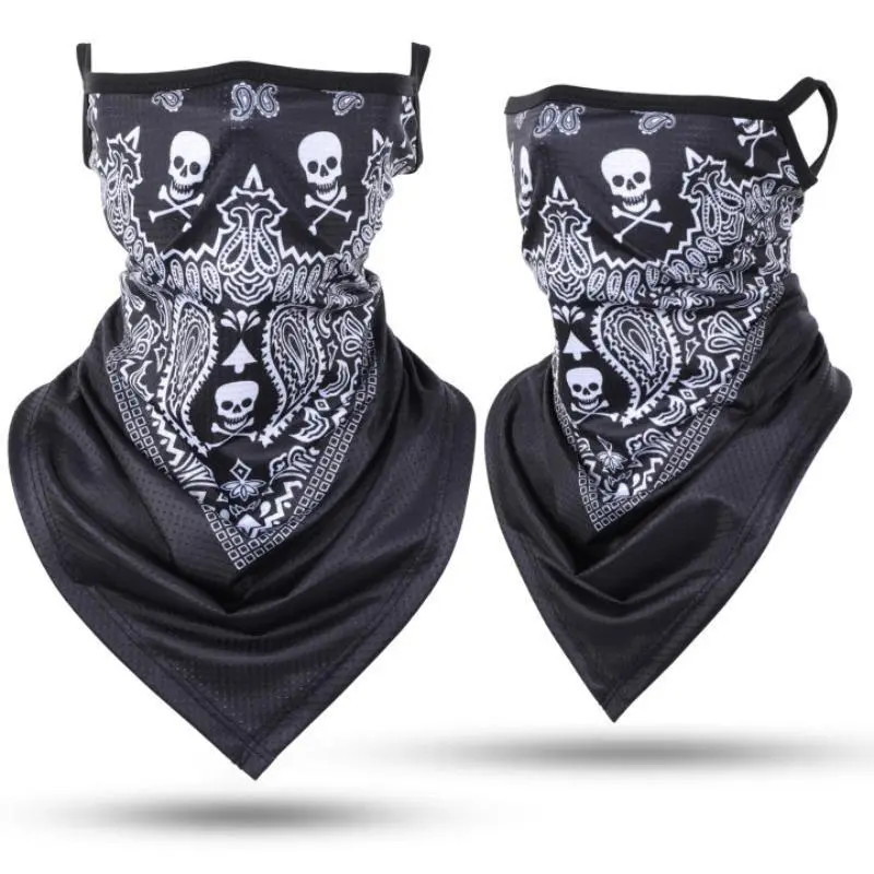 1 Count Skull Pattern Breathable Neck Gaiter Masks - Boho Style Windproof Face Cover for Cycling, Halloween (Bag Accessory Charm/Twillie)