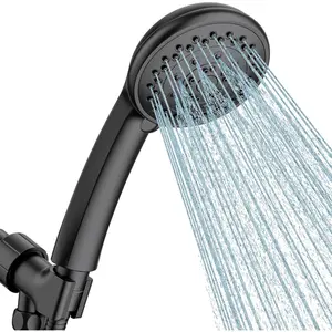 High Pressure Handheld Shower Head,5 Functions Powerful Water Spray Showerheads against Low Pressure Water Flow with Stainless Hose and Adjustable Mount Matte Black