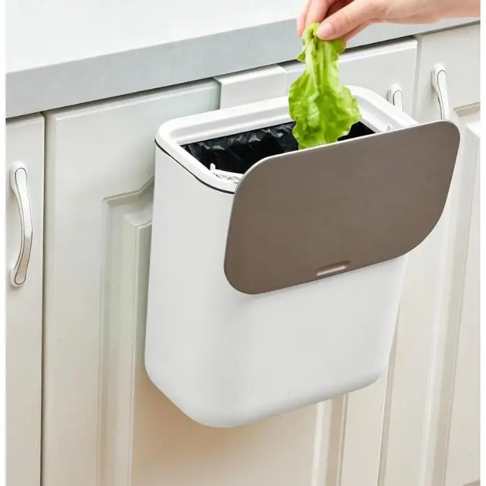 Garvee Stainless Hanging Trash Can Odor-Proof Compost Bin 1.8/2.4 gal | Two capacity size choices, wall & cabinet hanging installation, sealed odor blocking cover, compact space-saving build