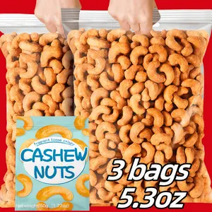 [Natural Salt Baked Cashew Nuts] 3 Bags of Natural Salt Baked Cashew Nuts, Nutritious and Healthy Snacks, No Added Sugar or Preservatives, Family Gatherings, Parties, Office Snacks, Holiday Snacks, 1.76 Ounces/Bag