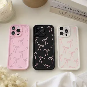 Bowknot 2026 New Style Beautiful and Interesting High-end Phone Case Compatible with iPhone 17 Pro Max 16 16e 15 14 Plus 13 12 11 Air XR X XS Pattern TPU Lens Protection Durable Soft Cover Gift Screen Protector