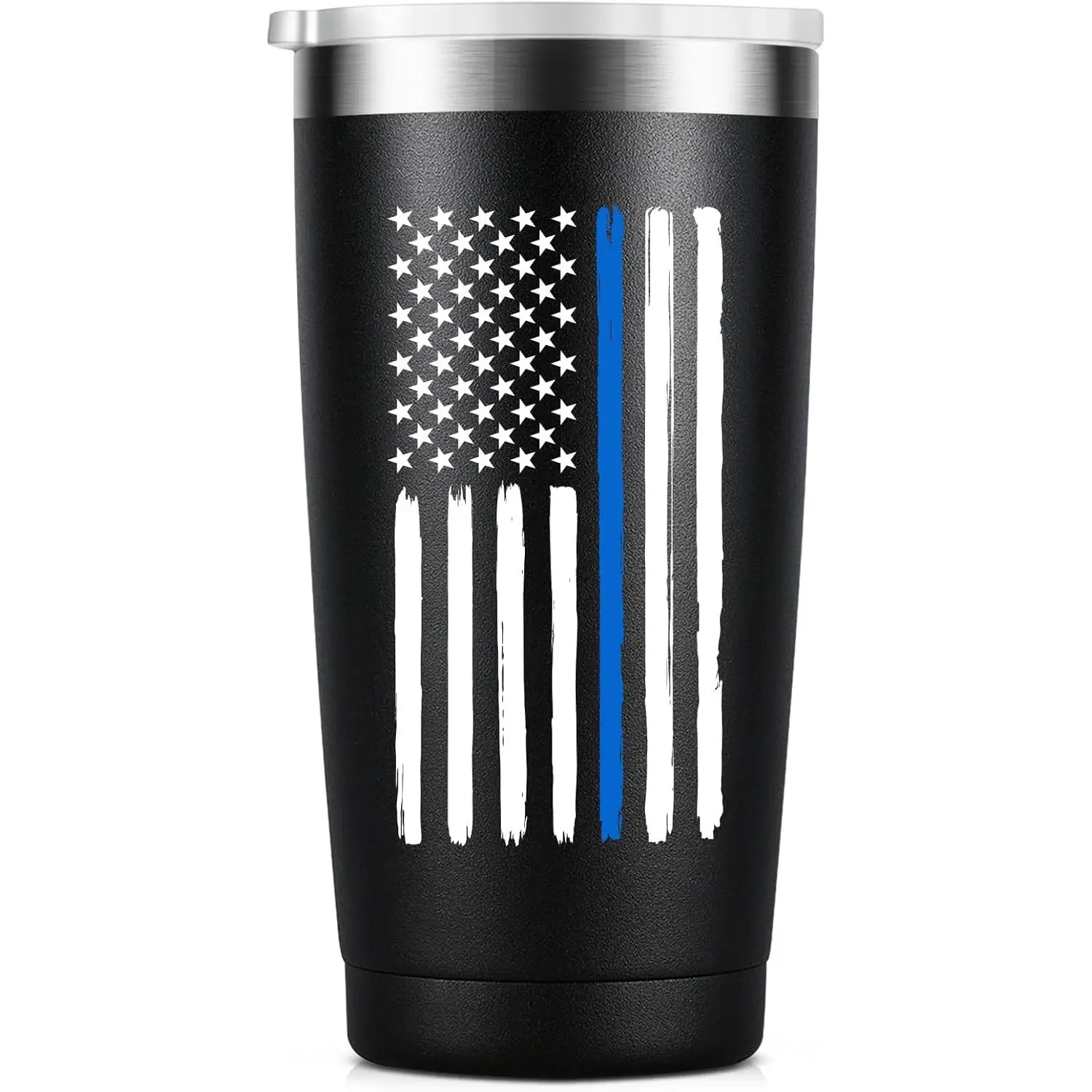 Thin Blue Line Police Officer Gifts - Cops Officer Valentine's Day Gift Coffee Cup - 20oz Stainless Steel Double Wall Insulated Tumbler, Black 20 OZ Stainless Steel Tumbler
