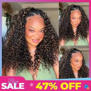 [WEAR GO HALF WIG] ISEE HAIR Wear Go 1B/30 Highlight Half Wig Water Wave Invisible Hairline Glueless Human Hair Wigs Seamless Flip Over Wig Natural Look Beginner Friendly#outdoorfun #TikTokShopSpringGlowUp