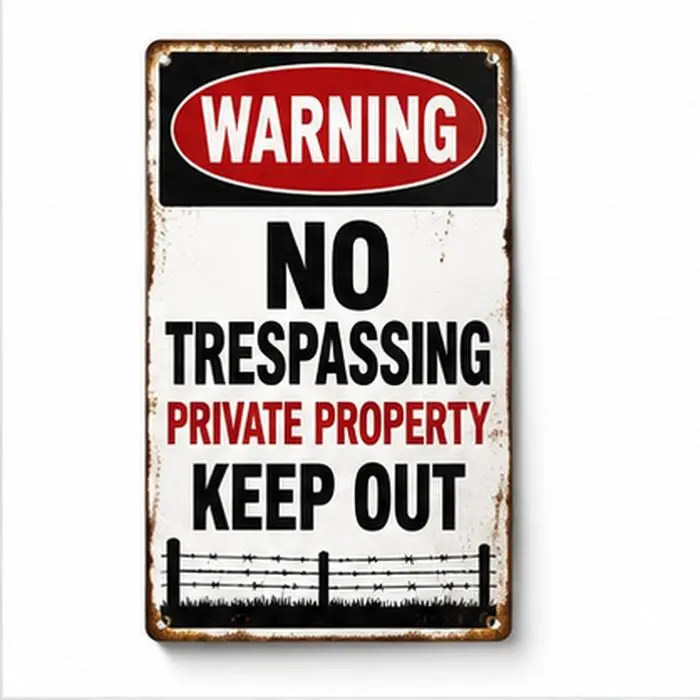 No Trespassing Metal Sign - 8" x 12" Warning Wall Decor