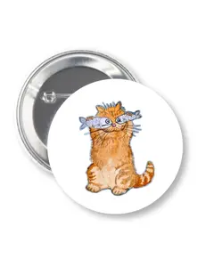 Orange Cat Button Pin 2.25"