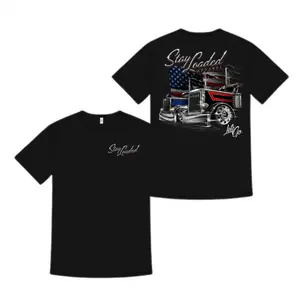 180g[100%cotton]Stay Loaded Patriotic Truck Shirt, American Flag Semi Truck Graphic Shirt, Diesel Driver Apparel for Truckers and USA Pride Fans, 4th of July Gift Shirt for Road Trip Lovers
