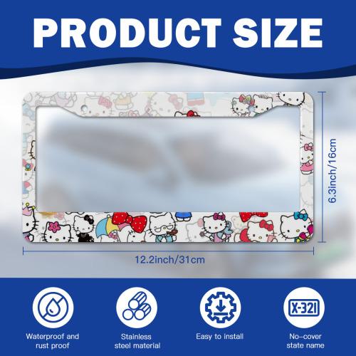 Sanrio Hello Kitty Full Print Licence Plate Holder with Adorable Character Designs and Colorful Bows for Unisex Use