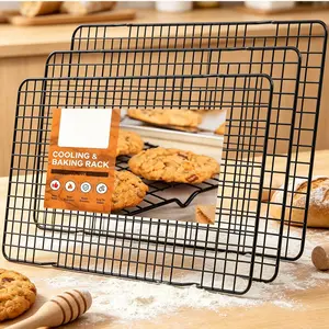 3 non stick baking cooling racks, stackable heavy-duty wire racks for cookies, cakes, and bread, heat-resistant kitchen tools for baking and air frying