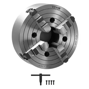 VEVOR 4 - Jaw Lathe Chuck, 3 Inch (80 mm), 4 - Jaw Chuck, 0.1 - 3.15 in (5 - 80 mm) Clamping Range with T - key Fixing Screws Reversible Jaws, HT300 Material, Internal External for Wood Metal LatheVEVOR Super Brand Day
