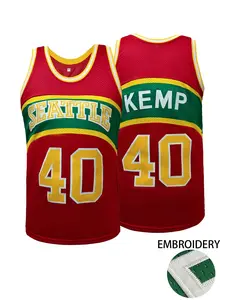 Men's #40 Seattle Retro Basketball Jersey, Full Stitched Premium Embroidered Fan Jersey, Breathable Wrinkle-Resistant Mesh Shirt for Collection & Game Day