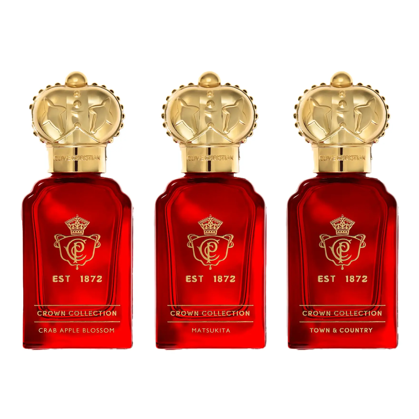 Clive Christian Crown Collection 3 Piece Set for Unisex ( 0.34 Ounce Parfum Spray, Matsukita + 0.34 Ounce Parfum Spray, Town & Country + 0.34 Ounce Parfum Spray, Crab Apple Blossom)