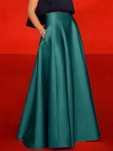 Women's High-Waisted A-Line Skirt, Casual Elegant Formal Design, Perfect for Thanksgiving & Evening, Versatile Fashionable Half-Skirt