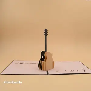 J04-3D Pop-Up Card: Guitar and Music! Perfect Gift for Music Lovers and Guitar Enthusiasts