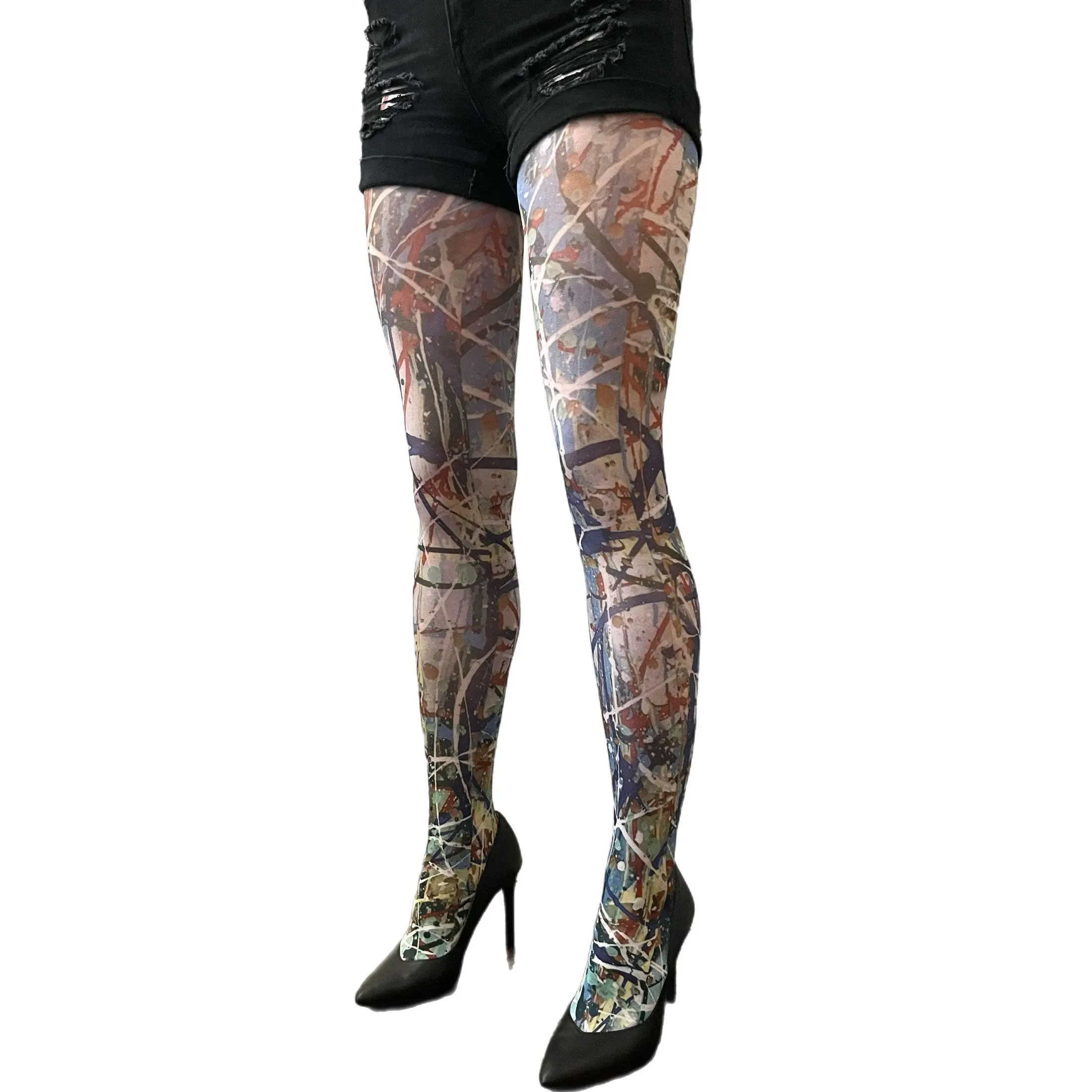 Paint Patterned Tights by Sinclair The Vandal