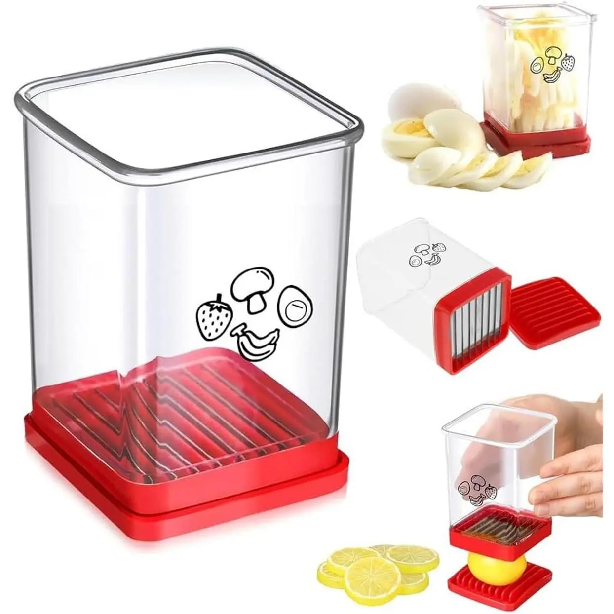 Stainless Steel Fruit Slicer Cup - Smooth, Safe Edge, Durable Fruit & Vegetable Tool, Portable Kitchen Gadget for Strawberry, Banana, Grape, Egg Cutting