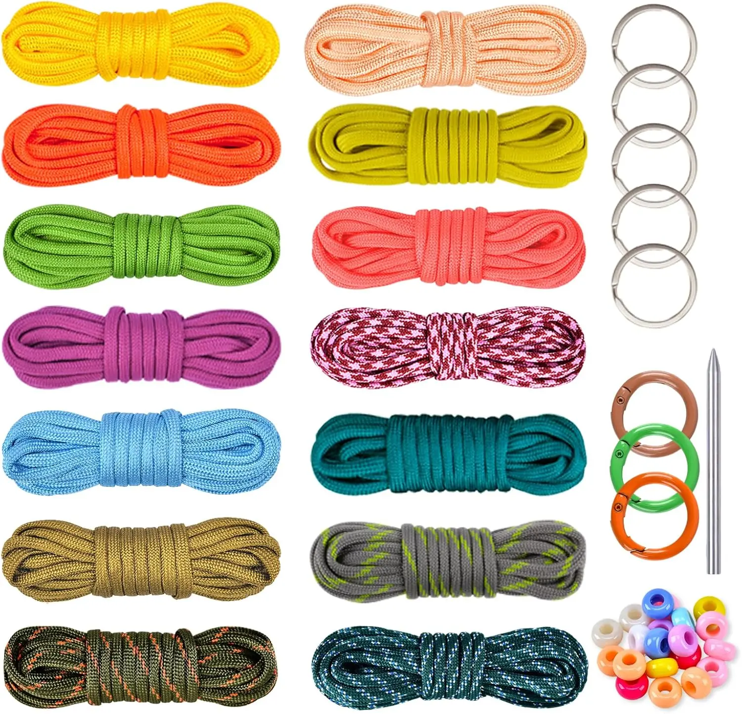 210Ft Paracord Craft Kit, 14 Colors (15Ft per Color) 4mm Parachuter Cord for Outdoor Sports Climbing Bracelet, Dog Collar Making