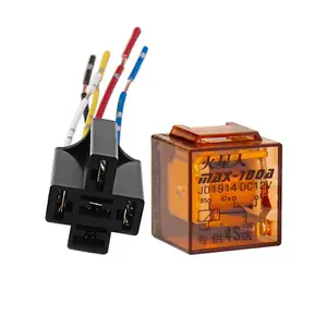 Waterproof SPDT SPST 5 / 4 Pin 12V 24V 100A 80A 60A Car Automobile Relay with Green LED Light and Ceramic Socket