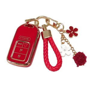 for Honda Car Key Protection Case with Keychain, Soft Durable Tpu Material, 360 Degree Protection, Fits Accord Civic Crv Pilot Ridgeline Passport 3pieces Set, Car Key Protector