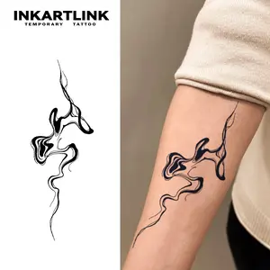 INKARTLINK Tattoo Tech, 2 Sheets Large Semi Permanent Tattoo, Adult Art Design Temporary Tattoos, Lasts 1-2 Weeks, Waterproof, Realistic Look, No Adhesive, No Reflection (Artistic Lines Design)