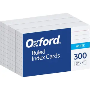 Ruled Index Cards 3" x 5" White Lined Index Flashcards 300 per Pack (10022)