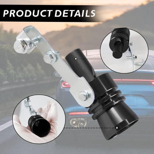 DEWHEL Universal Aluminum Turbo Sound Exhaust Muffler Pipe Whistle Car Blow off valve BOV Tip Simulator Whistler (XL-Black)