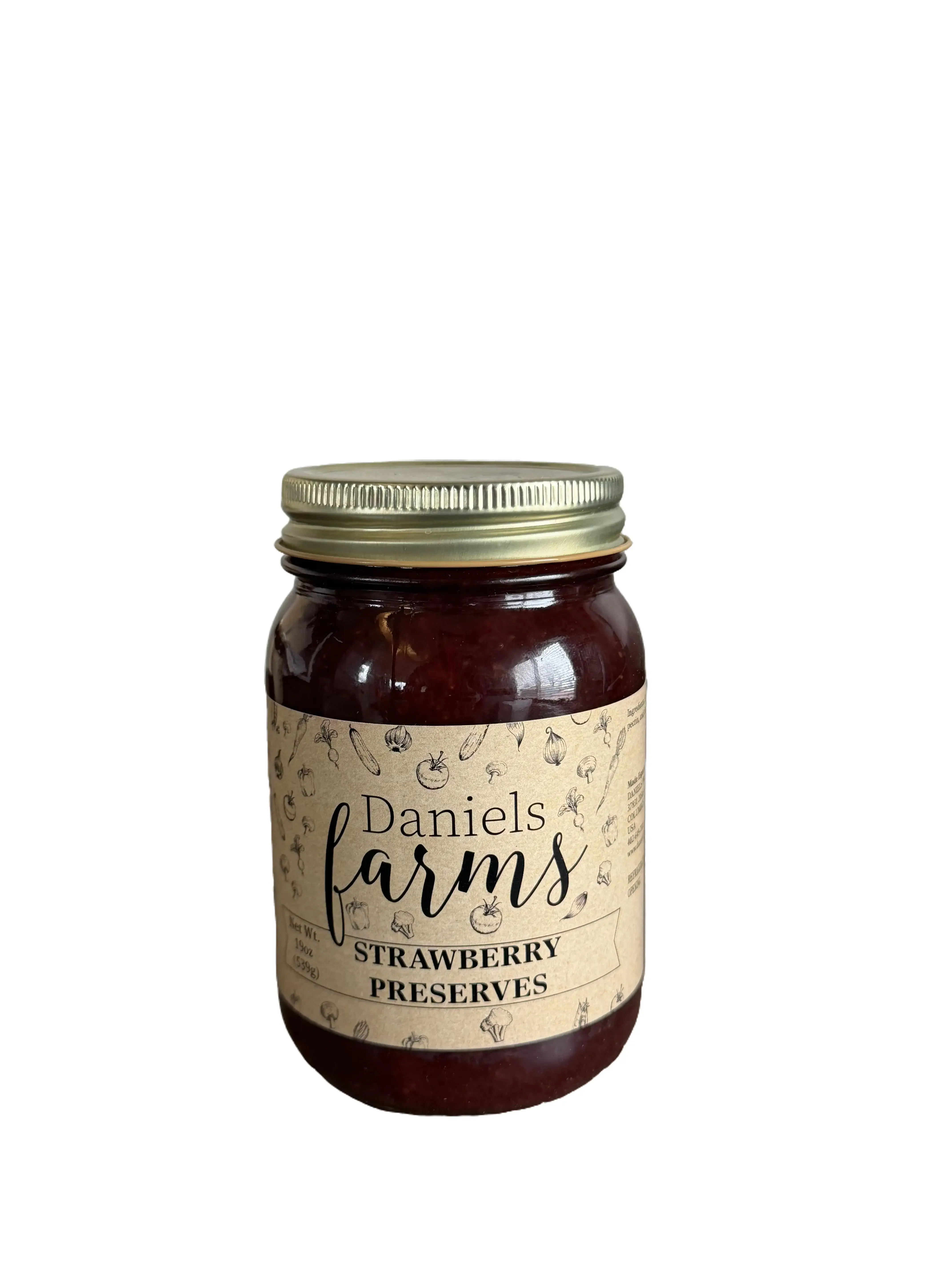 Daniels Farms Old-Fashioned Strawberry Preserves Smooth Flavorful Spread for Toast Biscuits or Spoon Made with Ripe Local Strawberries