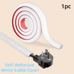 1pc of Self-Adhesive White Cable Cover- Available in Lengths of 1meters, 2meters. This Half-Round Wire Protector Is Designed for Mini Flexible Cables, Made from PVC Material, Conceals Cords And Helps Prevent Tripping Hazards