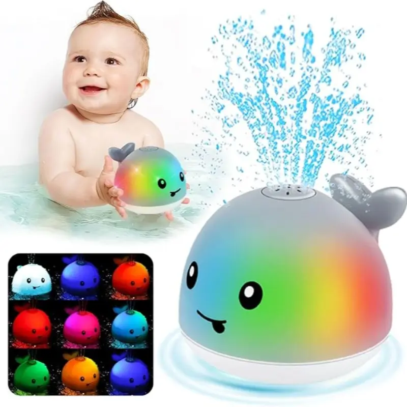 Whale Bath Toy Water Sprayer Glowing Water Play Toy Automatic Color Changing Suitable for 1-3 Years Old Children, Makes Bath Time More Enjoyable dinosaur bath toy