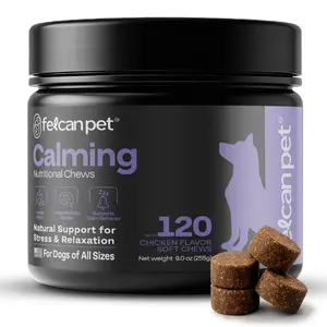 Calming Chews for Dogs – Natural Pet Supplement to Support Calm Behavior & Relaxation with L-Theanine, Chamomile & Melatonin – Chicken Flavor Calming Treats for Dogs – 120 Soft Chews