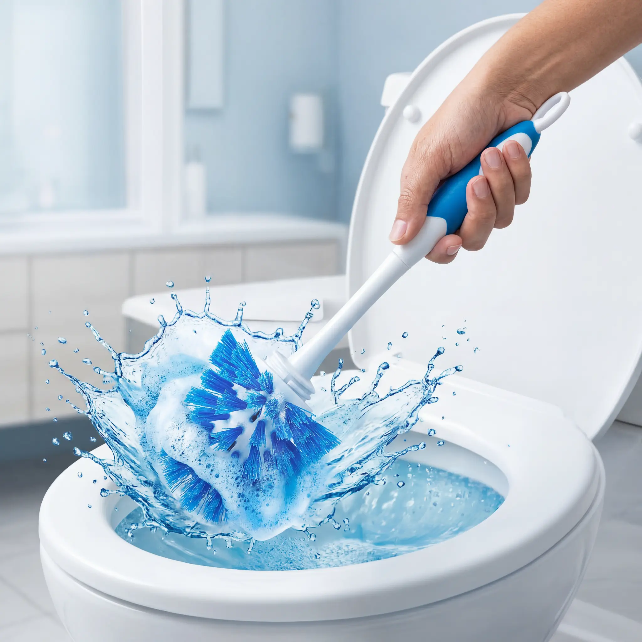 Lola 500 Rubber Toilet Brush Set - Long-Lasting Bathroom Cleaning Kit with 500 Brushes, Refillable Long-Lasting Capsules, 1-Month Usage Per Capsule, No Slip Base, With Handle Easy Cleaning Solution