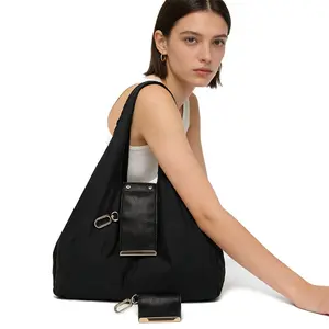 Ins Style Keychain Storage Bag Nylon Large Capacity Portable Shopping Bag Reusable Handbag Shoulder Tote for Everyday Use