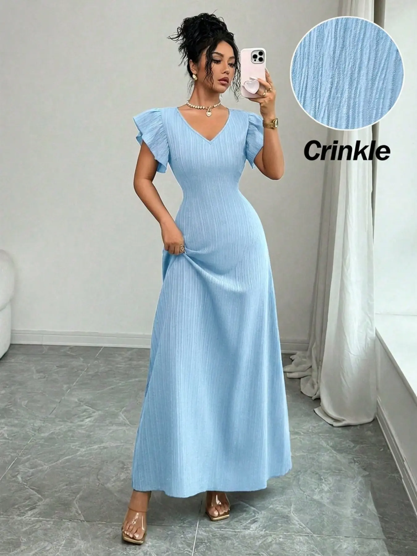 Women's Fashion Vacation Ruffle Petal Sleeve Casual Chic Boho Summer Dresses, Stylish and Comfortable, Perfect for Leisure and Travel, Womenswear