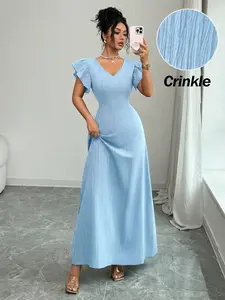 Women's Fashion Vacation Ruffle Petal Sleeve Casual Chic Boho Summer Dresses, Stylish and Comfortable, Perfect for Leisure and Travel, Womenswear