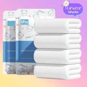 5 Pcs High Quality Disposable Towels,Individual Packaging Durable Large Portable Thicken Camping Disposable Face Towels for Outdoor Activities Travel Hotel Business Trip Swimming Pet Towels Sauna Spa Hot Spring Water Play Multifunctional Towel