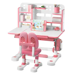 Explorinox Kid's Study Desk And Chair Set Height Adjustable Children's Desk With Bookshelf Storage Drawer 50 Degree Tiltable Desktop For Bedroom Study Room