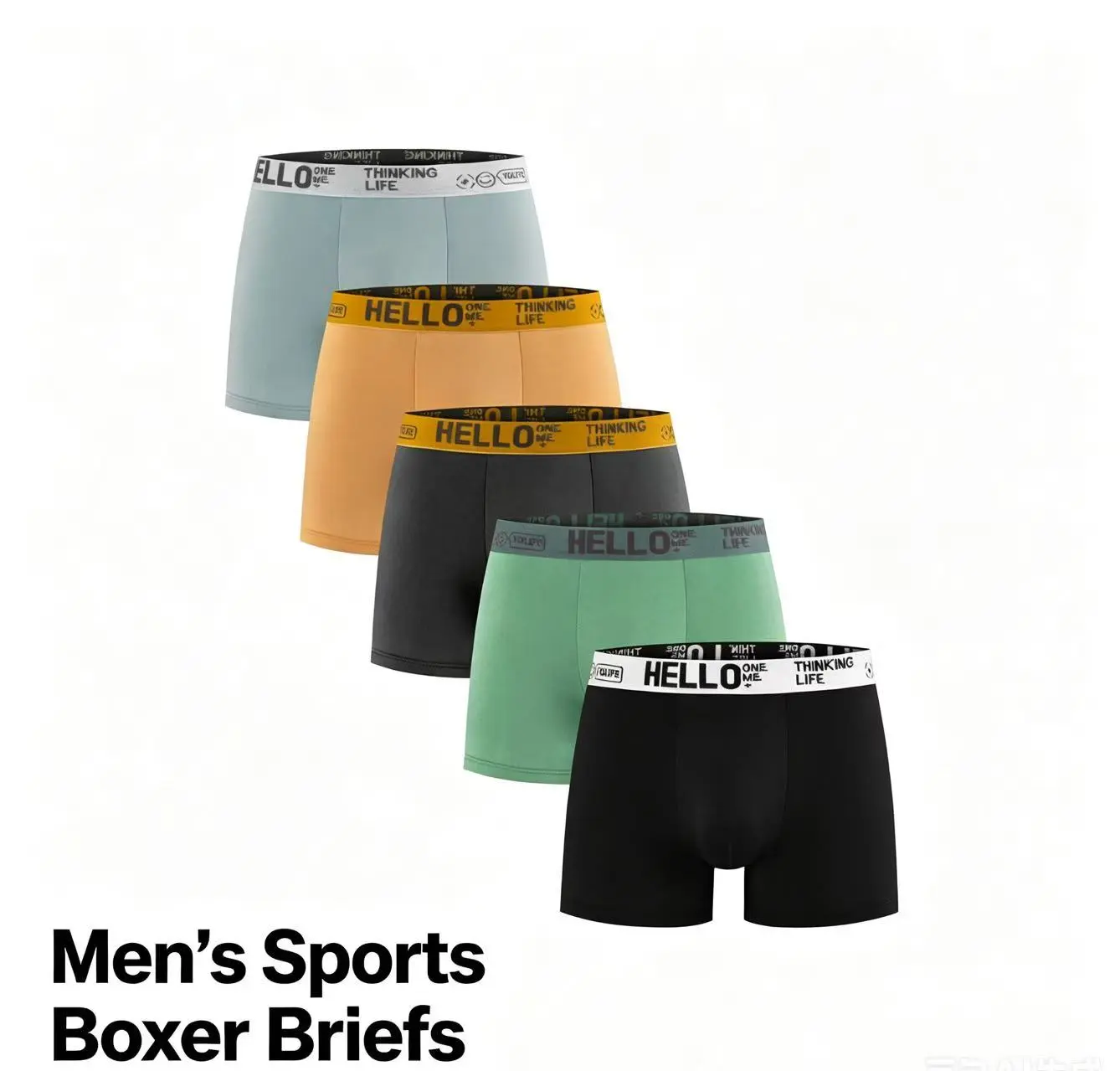 Men’s athletic boxer briefs for marathon running training and fitness, anti-chafing, quick-drying, tight fit, square cut