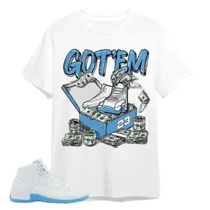 12 Melo Graphic Tee, Sneaker Box T-shirt Match 12s Melo White Blue Sneaker