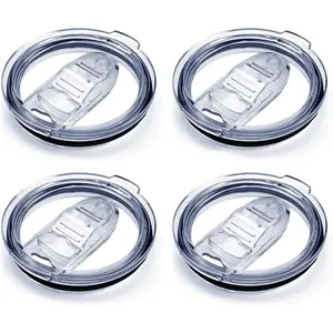 30 oz Replacement Lid for Yeti Tumblers,Ozark Trail, Old Style Rtic and More Splash Resistant Lids Spill Proof Tumbler Lid Clear Cup Silicone Sliding Covers,4 Pack