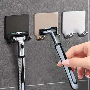 Razor Holder, Punch Free Wall Mounted Razor Storage Organizing Rack, Stainless Steel Shaver Hook, Bathroom Accessories, Home Organizer for Bathroom, Modern