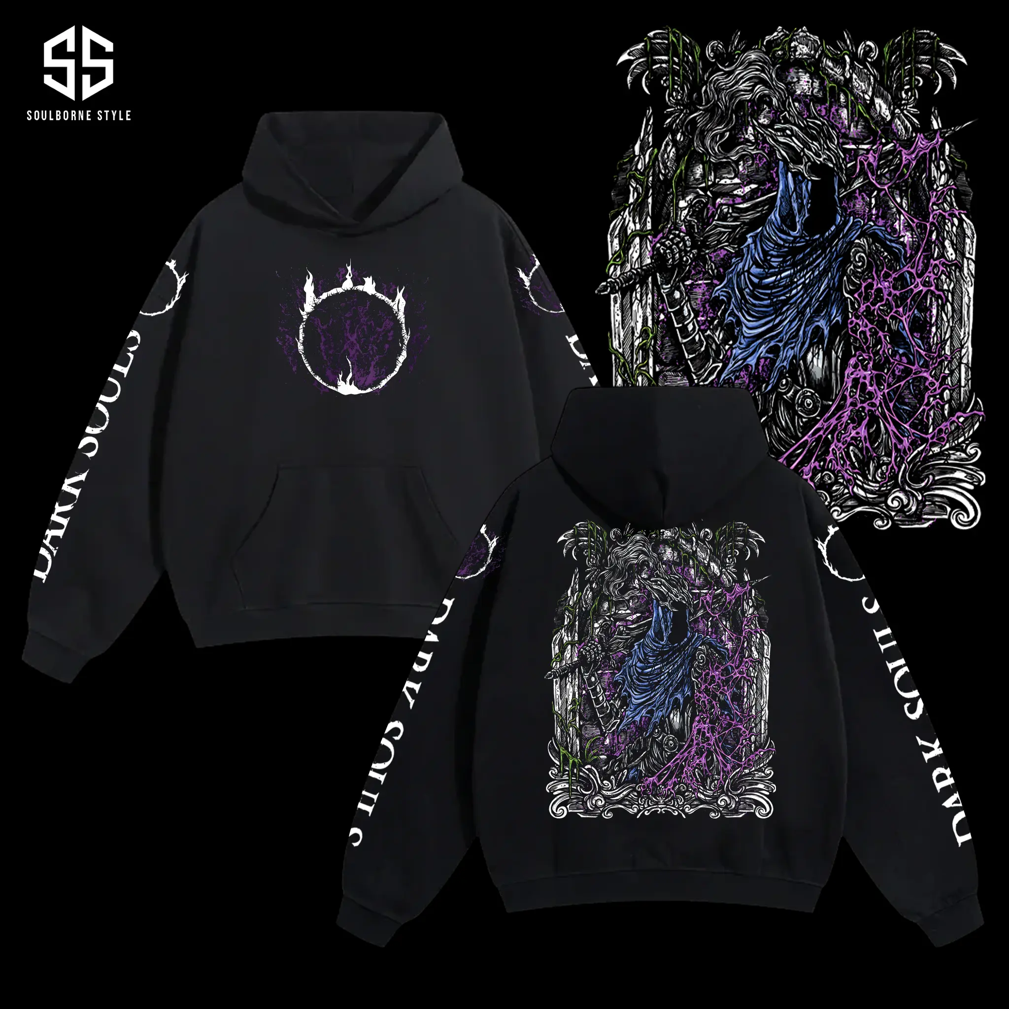 [Soulsborne Style] Vintage Grim Style Artorias the Abysswalker v2 - Dark souls Unisex Hoodie, Soulsborne Gaming Apparel, Game Shirt, Video Game Clothes, Boy Merch, Gift For Him, Gift For Her, Soulslike Streetwear