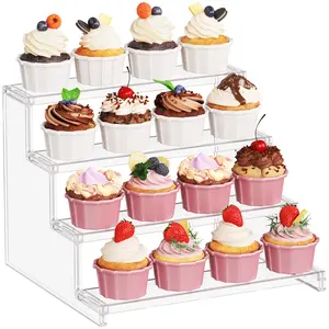 Lifewit 4 Tier Clear Cupcake Stand, Display Shelf for Cupcakes, Desserts, Figurines, Holiday, Birthday, Wedding Party Decor, 12 Inch Plastic Set